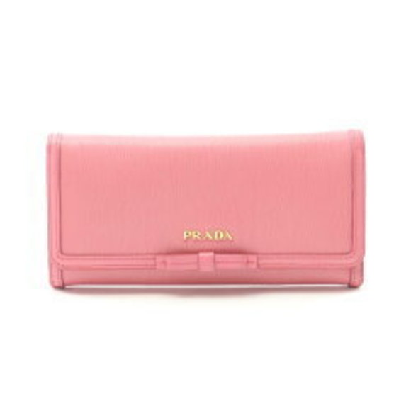 Prada VITTELLO MOVE TR Bifold Long Wallet Saffiano Leather Pink - Picture 1 of 8